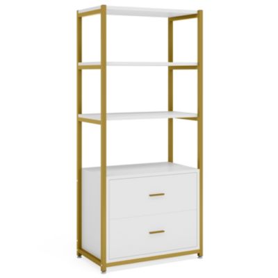 Книжный шкаф Tribesigns, 4-ярусная книжная полка с 2 выдвижными ящиками, Этажерка для хранения стандартных книжных полок для домашнего офиса