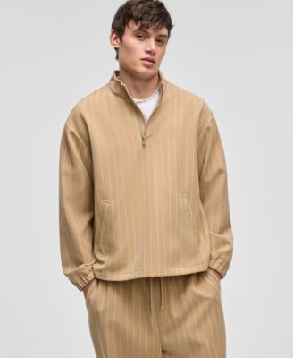 Модная мужская спортивная куртка в тонкую полоску на молнии 1/4, эксклюзивно в Macys