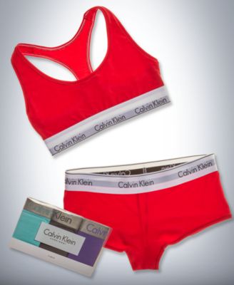 calvin klein boy shorts and sports bra