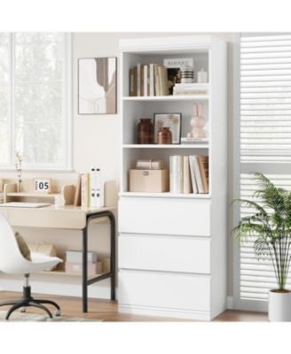 книжный шкаф gaomon с выдвижными ящиками высотой 70,27 дюйма Книжные полки для фермерского дома