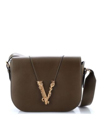 Кожаная сумка Versace Medium Virtus с полным клапаном бывшая в употреблении 181090₽