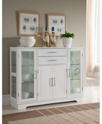 Kings Brand Furniture Santi 4-дверный буфетный шкаф-витрина, Белый White