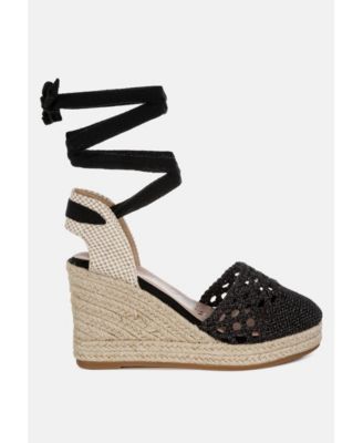 Эспадрильи на танкетке из плетеной ткани London Rag Sea Breeze на шнуровке