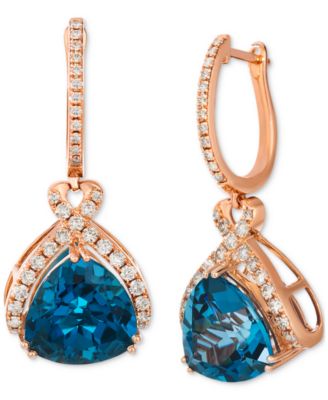 Серьги-конго Le Vian с London Blue топазом, розовое золото