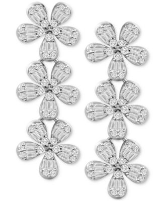 Женские серьги Macy's Diamond Flower тройные, 0,75 кт, 14k