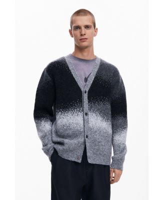 Дизайнерский мужской вязаный кардиган в стиле омбре
