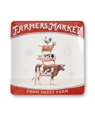 Сертифицированное международное винтажное фермерское квадратное блюдо