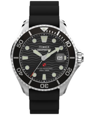 Мужские кварцевые аналоговые часы Timex из черной резины, 44 мм, черные