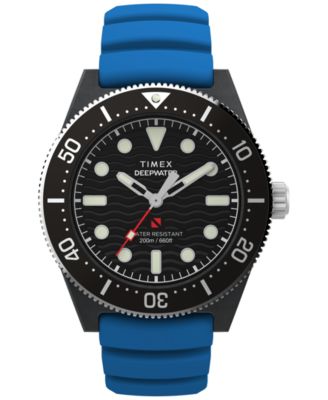 Мужские часы Timex кварцевые 43 мм с синим ремешком