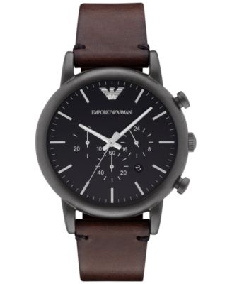 armani brown leather watch