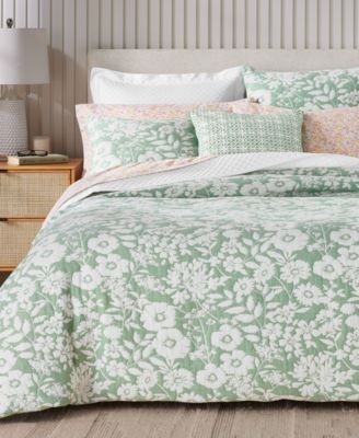 последний акт! Комплект постельного белья Charter Club Silhouette в цветочек, 3 шт. Комплект постельного белья King, эксклюзивно в Macy's