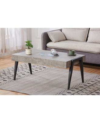 Журнальный столик Kings Brand Furniture Camden в мраморном стиле с металлическими ножками, центральный столик для гостиной, Черный/Серый Серый