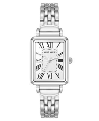 Женские кварцевые часы Anne Klein с прямоугольными римскими цифрами из серебристого металлического сплава, 23 мм