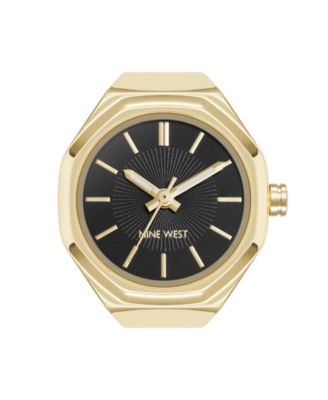 Женские кварцевые часы Nine West с современным кольцом из металлического сплава черного и золотого цветов, 23 мм