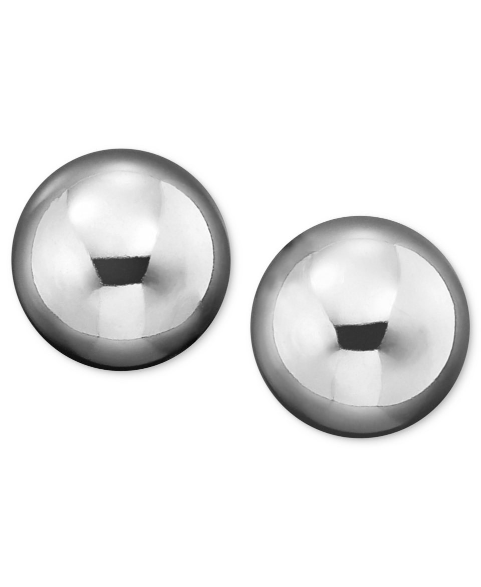 14k White Gold Ball Stud Earrings (10mm)   Earrings   Jewelry