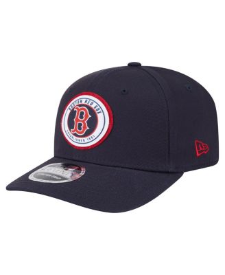 Мужская темно-синяя бейсболка New Era с нашивкой Boston Red Sox Circle Patch 9SEVENTY с эластичной застежкой