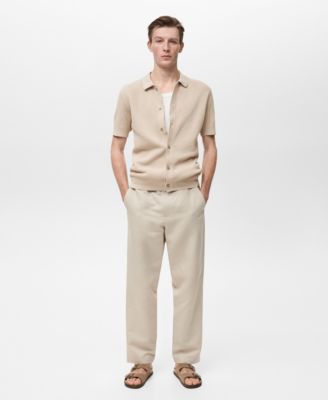 Мужская рубашка из ажурного трикотажа Mango со структурированным рисунком