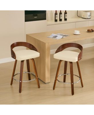 The Pop Home, 2 шт. Деревянные мягкие табуреты с низкой спинкой высотой 24,8 дюйма и поворотной столешницей.