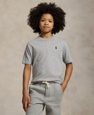 Футболка с круглым вырезом из хлопкового джерси Polo Ralph Lauren для мальчиков 8-20 лет серого цвета