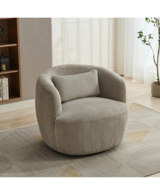 Streamdale Furniture Цельное металлическое 34-дюймовое вельветовое вращающееся кресло-бочонок с подушкой