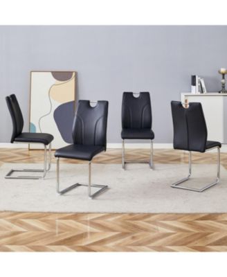 Стулья для столовой Streamdale Furniture Black из искусственной кожи (комплект из 4-х) черный