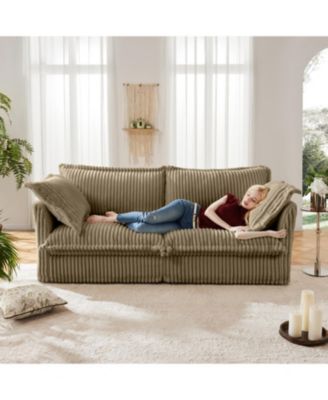 Streamdale Furniture 1-Местный металлический вельветовый диван Camel с глубоким сиденьем, с чехлом
