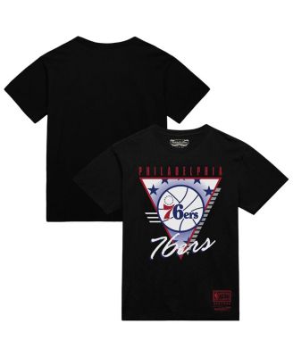 Мужская черная футболка с тремя логотипами из коллекции Mitchell & Ness Philadelphia 76ers Worldwide Collection