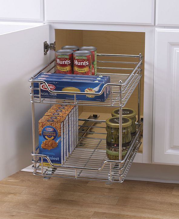 Household Essentials Chrome 2-Tier Glidez Sliding Under-Cabinet Organizer & Reviews - Cleaning ...