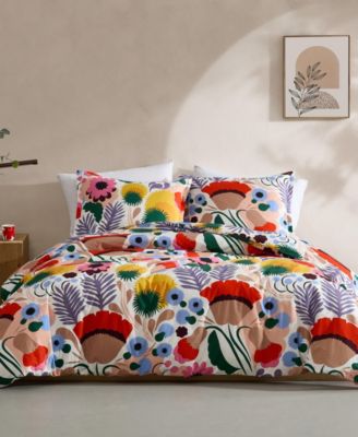 Хлопковый перкаль Marimekko Ojakellukka, 3 шт. Комплект постельного белья, Полный/Королева