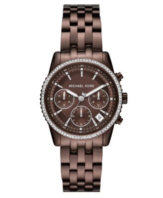 Женские часы Michael Kors Bryant Chronograph коричневого цвета из нержавеющей стали, 35 мм