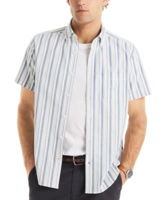 Мужская оксфордская рубашка в полоску на пуговицах с коротким рукавом от Nautica