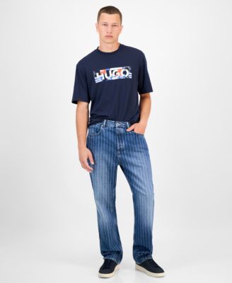 Гюго Нейт Хьюго Босс мужские блеклая полоса хлопок джинсы