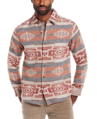 Защищенный от непогоды винтажный мужской пиджак-рубашка с длинным рукавом и пуговицами спереди с рисунком Southwest Pattern