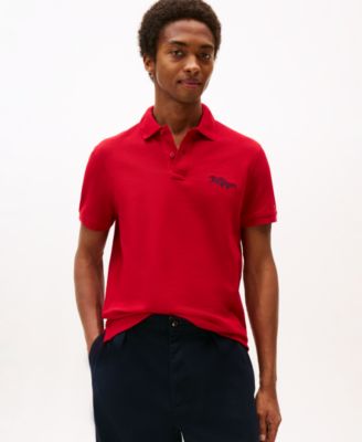 Мужская рубашка-поло с вышивкой логотипа Tommy Hilfiger обычного покроя