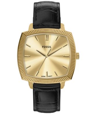 Часы Fossil Unisex Nick Jonas x Machine Luxe Black из кожи Кроко, 37 мм, черные