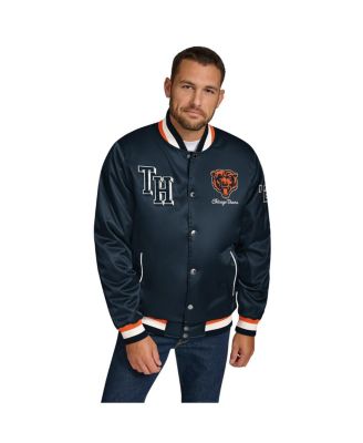 Мужская атласная куртка Tommy Hilfiger темно-синего цвета Chicago Bears Dante с застежкой на пуговицы