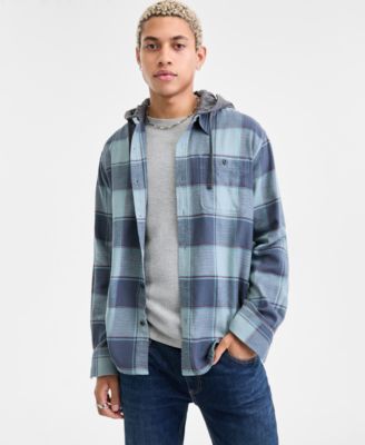 Мужская многослойная фланелевая рубашка в клетку Irving с капюшоном от Sun + Stone, эксклюзивная модель Macy's