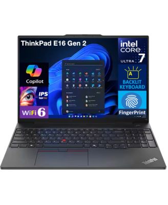 Ноутбук Lenovo ThinkPad E16 Gen 2 с 16,0-дюймовым IPS FHD дисплеем (Intel Core Ultra 7 155U, 8 ГБ DDR5, 512 ГБ SSD, Intel Graphics, FP, TB4, WiFi 6, Win 11 Home) серебристый