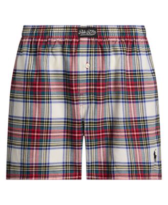 Мужские фланелевые боксеры Polo Ralph Lauren в клетку с ширинкой на одной пуговице, окрашенные пряжей