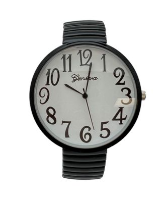 Черные женские часы с большим циферблатом веселых цветов