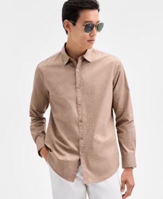 Мужская рубашка Alfani с длинным рукавом из плетеной корзины и пуговицами спереди, эксклюзивная модель Macy's