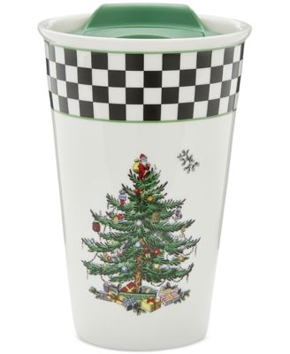 Черно-белая дорожная кружка Spode Christmas Tree Black & White