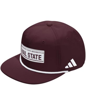 Мужская и женская темно-бордовая шляпа Adidas Mississippi State Bulldogs с регулируемой веревкой для раздевалки