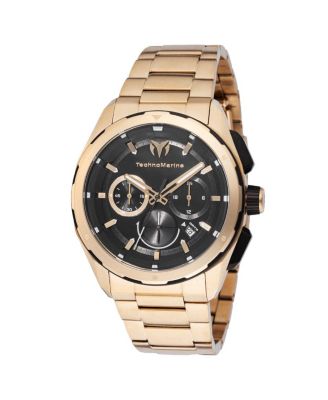 Мужские часы Technomarine TM-318097 OCEAN Quartz с черным циферблатом, позолоченные