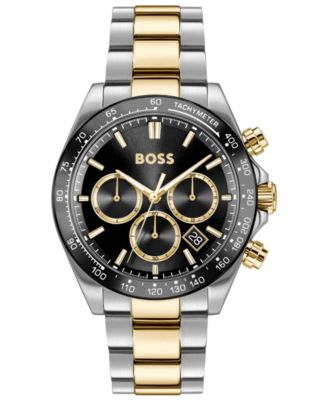 Мужские кварцевые часы Hugo Boss Hero 2.0 Fashion Chrono Two Tone из нержавеющей стали, 44 мм, черные