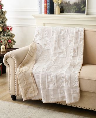 Праздничный плед из жаккардовой ткани Greenland Home Fashions с изображением оленей, 50