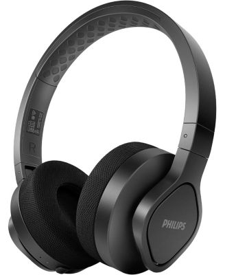 Беспроводные наушники Philips A4216, Накладные Bluetooth-наушники с мощными басами, Время автономной работы 35 часов, IP55, Моющиеся чашки, Черный черный