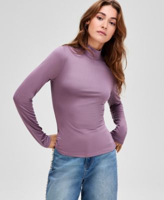 А теперь еще и этот женский трикотажный топ с имитацией шеи и длинными рукавами, эксклюзивный фиолетовый от Macy's