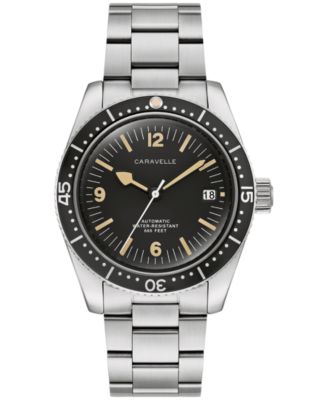 Мужские винтажные спортивные часы Sea Hunter Caravelle с серебристым браслетом из нержавеющей стали, 39 мм