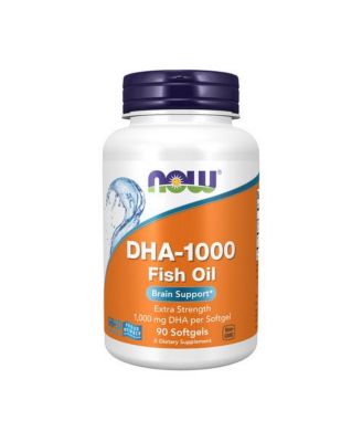 NOW Foods DHA-1000 для поддержки мозга, 1000 мг, 90 капсул повышенной крепости, без цвета
